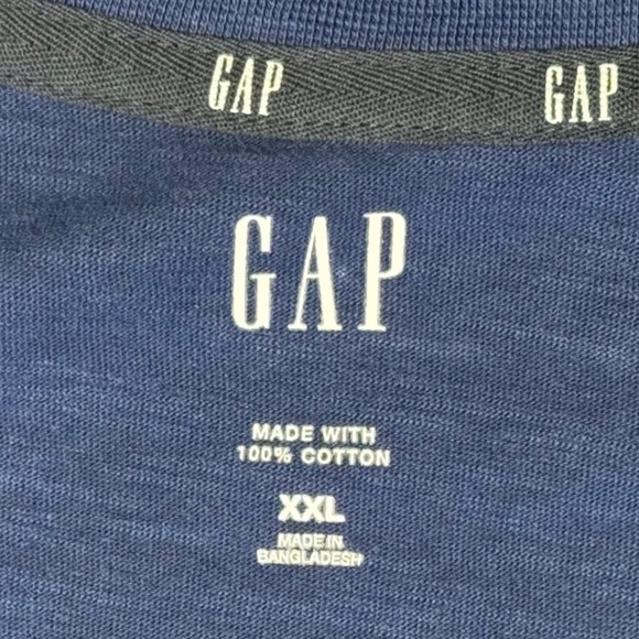 GAP Mens Blue Short Sleeve Cotton Henley T Shirt XXL New With Tags - Picture 4 of 6